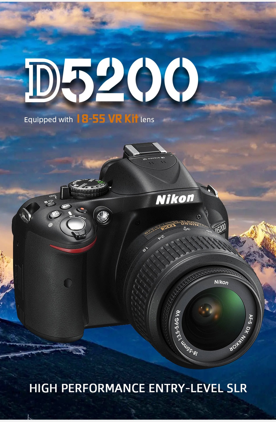 Nikon D5200 Digital SLR Camera Set Equipped with 18-55mm VR Zoom Lens (Black)