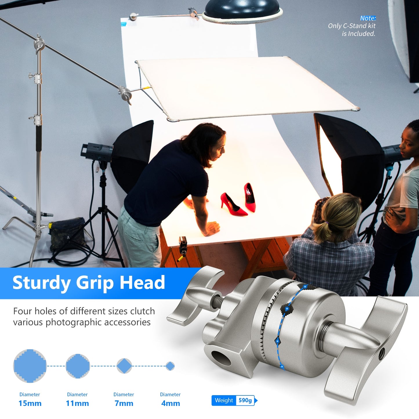 Neewer Pro 100% Stainless Steel Heavy Duty C Stand with Boom Arm, Max Height 10.5ft/320cm Photography Light Stand