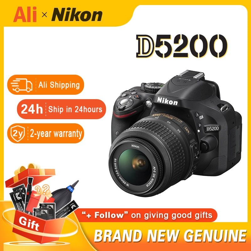Nikon D5200 Digital SLR Camera Set Equipped with 18-55mm VR Zoom Lens (Black)